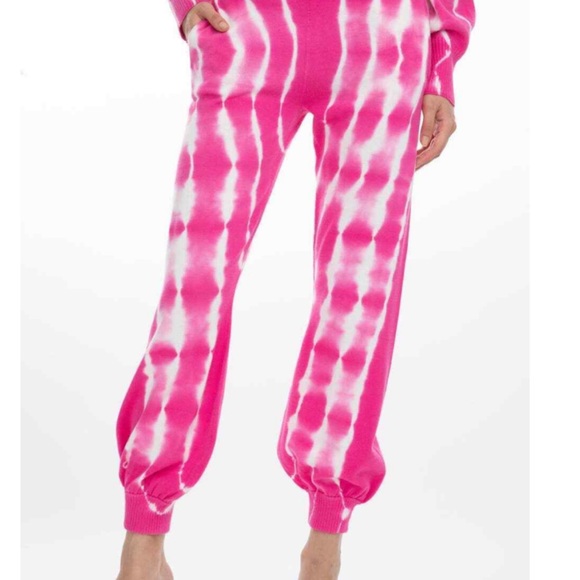 💖GENERATION LOVE ANNA TIE DYE KNIT JOGGERS IN PINK WHITE S - Picture 2 of 5